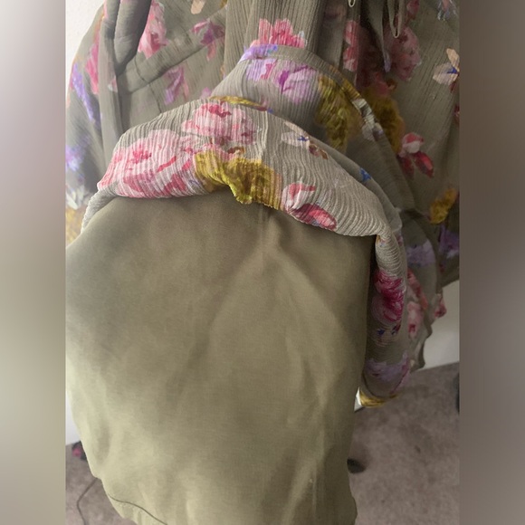 NWOT PAIGE Elynne Floral Long Sleeve Silk Chiffon Dress in Moss Multi Size XL - Picture 10 of 13